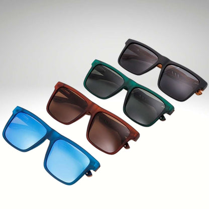 Polarisierte Herren-Sonnenbrille aus Holz mit eckigem Design